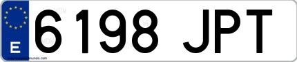 Ejemplo de matrícula española 6198 JPT