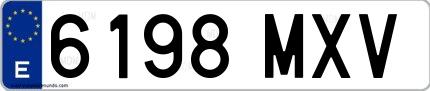 Ejemplo de matrícula española 6198 MXV