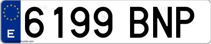 Ejemplo de matrícula española 6199 BNP