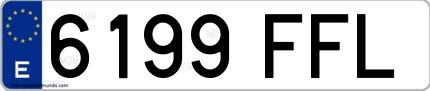 Ejemplo de matrícula española 6199 FFL