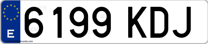 Ejemplo de matrícula de coche ordinaria 6199 KDJ