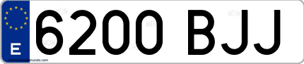 Ejemplo de matrícula de coche ordinaria 6200 BJJ