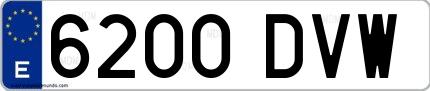 Ejemplo de matrícula española 6200 DVW