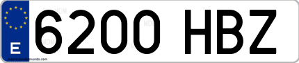 Ejemplo de matrícula de coche ordinaria 6200 HBZ