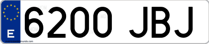 Ejemplo de matrícula de coche ordinaria 6200 JBJ
