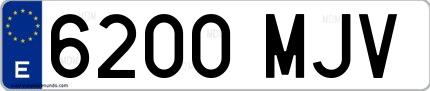 Ejemplo de matrícula española 6200 MJV