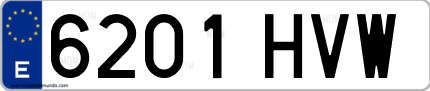 Ejemplo de matrícula de coche ordinaria 6201 HVW