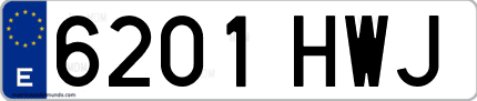 Ejemplo de matrícula de coche ordinaria 6201 HWJ