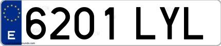 Ejemplo de matrícula española 6201 LYL
