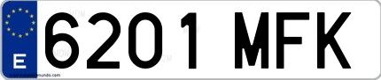 Ejemplo de matrícula española 6201 MFK