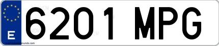 Ejemplo de matrícula española 6201 MPG