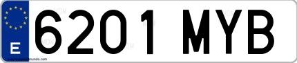 Ejemplo de matrícula española 6201 MYB