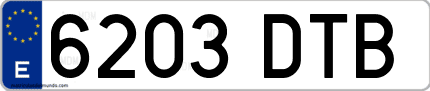 Ejemplo de matrícula de coche ordinaria 6203 DTB