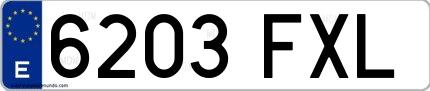 Ejemplo de matrícula española 6203 FXL