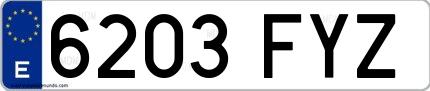 Ejemplo de matrícula española 6203 FYZ