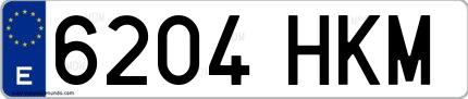 Ejemplo de matrícula española 6204 HKM