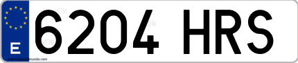 Ejemplo de matrícula de coche ordinaria 6204 HRS