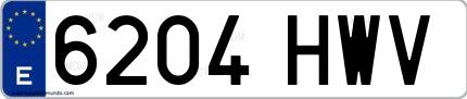 Ejemplo de matrícula de coche ordinaria 6204 HWV