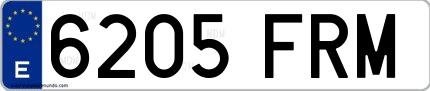 Ejemplo de matrícula española 6205 FRM
