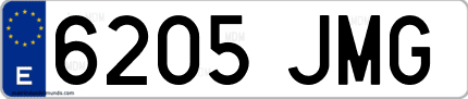Ejemplo de matrícula de coche ordinaria 6205 JMG