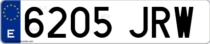 Ejemplo de matrícula de coche ordinaria 6205 JRW