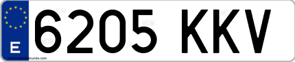 Ejemplo de matrícula de coche ordinaria 6205 KKV