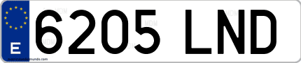 Ejemplo de matrícula de coche ordinaria 6205 LND