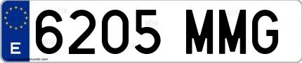 Ejemplo de matrícula española 6205 MMG