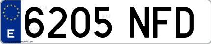 Ejemplo de matrícula española 6205 NFD