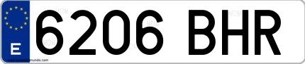 Ejemplo de matrícula de coche ordinaria 6206 BHR