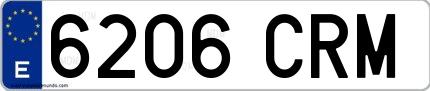 Ejemplo de matrícula española 6206 CRM