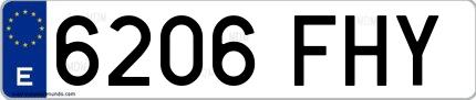 Ejemplo de matrícula española 6206 FHY