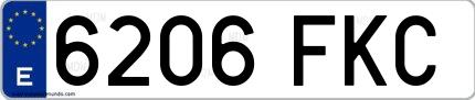 Ejemplo de matrícula española 6206 FKC