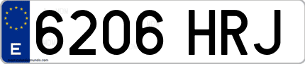 Ejemplo de matrícula de coche ordinaria 6206 HRJ