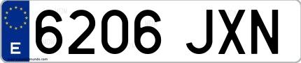 Ejemplo de matrícula española 6206 JXN