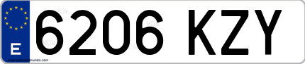 Ejemplo de matrícula de coche ordinaria 6206 KZY