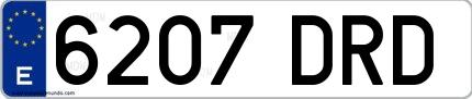 Ejemplo de matrícula española 6207 DRD