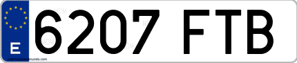 Ejemplo de matrícula de coche ordinaria 6207 FTB
