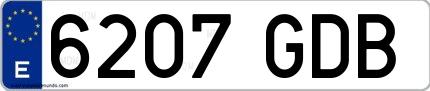 Ejemplo de matrícula española 6207 GDB