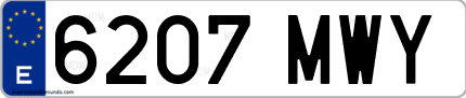 Ejemplo de matrícula de coche ordinaria 6207 MWY