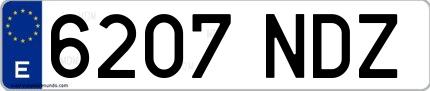 Ejemplo de matrícula española 6207 NDZ