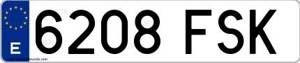 Ejemplo de matrícula española 6208 FSK