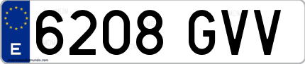 Ejemplo de matrícula de coche ordinaria 6208 GVV