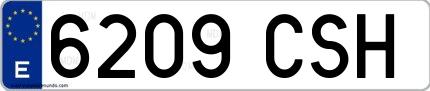 Ejemplo de matrícula española 6209 CSH