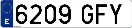 Ejemplo de matrícula española 6209 GFY