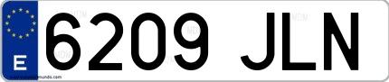 Ejemplo de matrícula española 6209 JLN