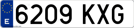 Ejemplo de matrícula de coche ordinaria 6209 KXG