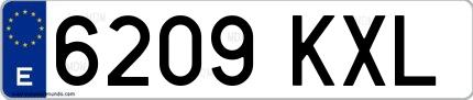 Ejemplo de matrícula española 6209 KXL