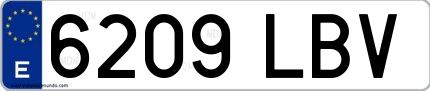 Ejemplo de matrícula española 6209 LBV