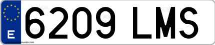 Ejemplo de matrícula de coche ordinaria 6209 LMS